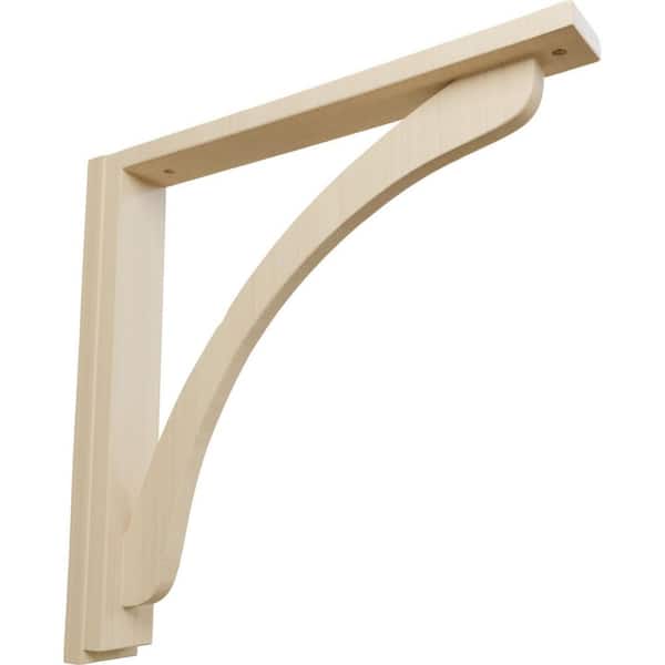Ekena Millwork 2-1/2 in. x 17-3/4 in. x 17-1/4 in. Rubberwood Reece Shelf Bracket