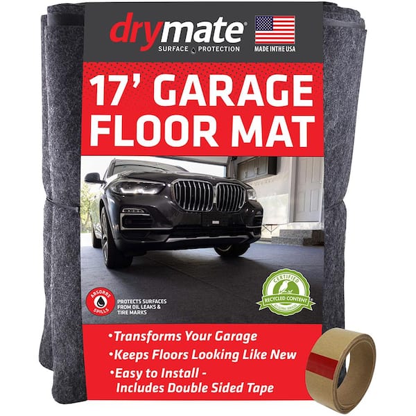 Drymate Garage Floor Mat 7 ft. 4 in. W x 17 ft. L Charcoal Commercial/Residential Polyester Garage Flooring Carpet