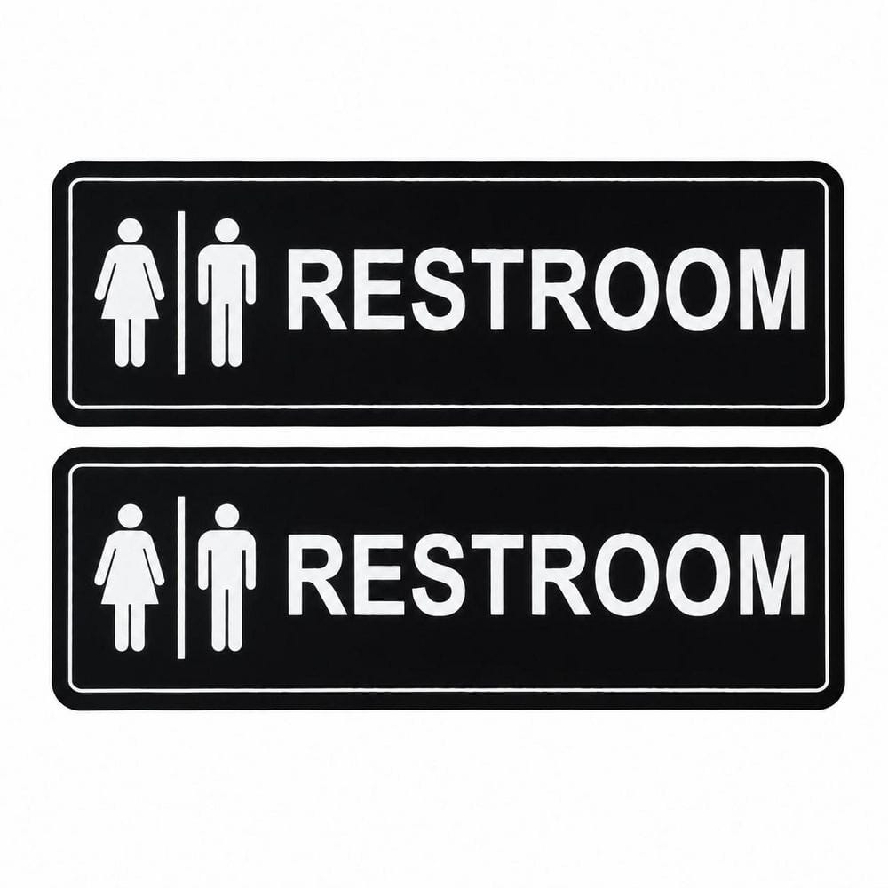 2 Pack Metal Restroom Signs Black Finish Self-Adhesive Unisex Bathroom Door Sign Waterproof for Business Home price history on PriceWatchPro
