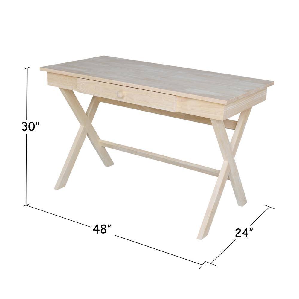Unfinished Parawood Cross Leg Desk with Drawer