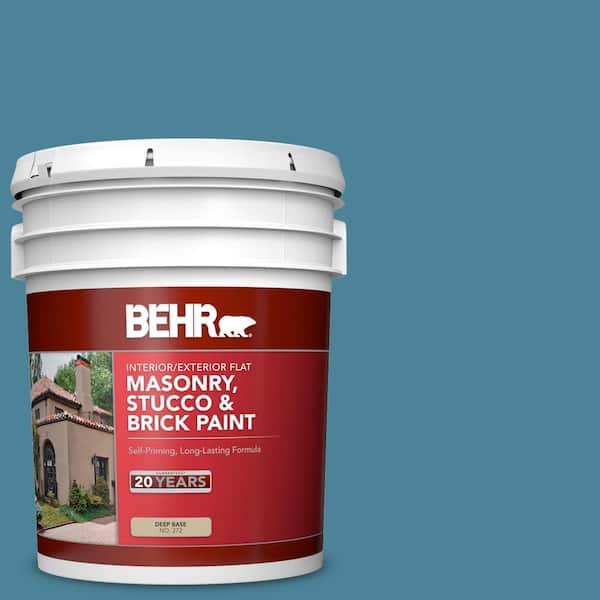 BEHR 5 gal. #S480-5 Blue Moon Bay Flat Interior/Exterior Masonry, Stucco and Brick Paint