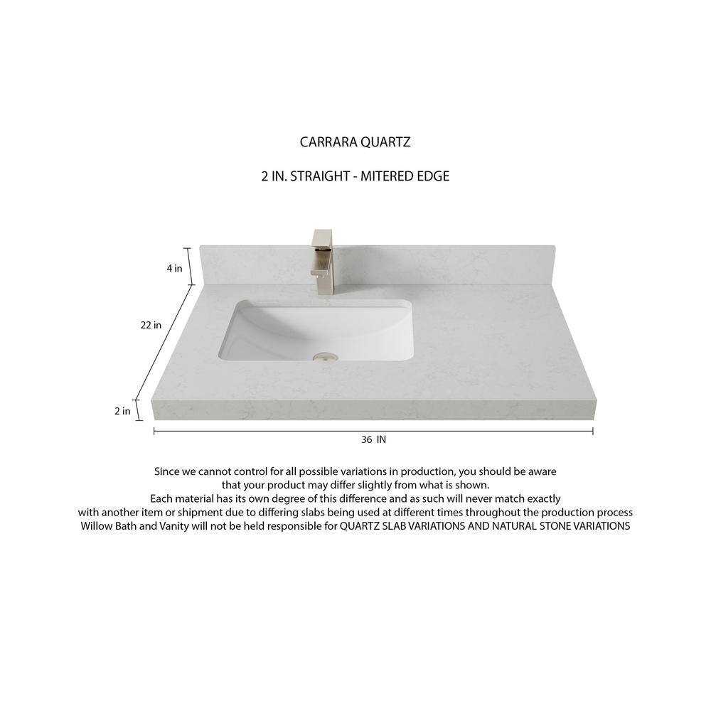 Aberdeen 36'' White Carrara Quartz Single Bathroom Vanity
