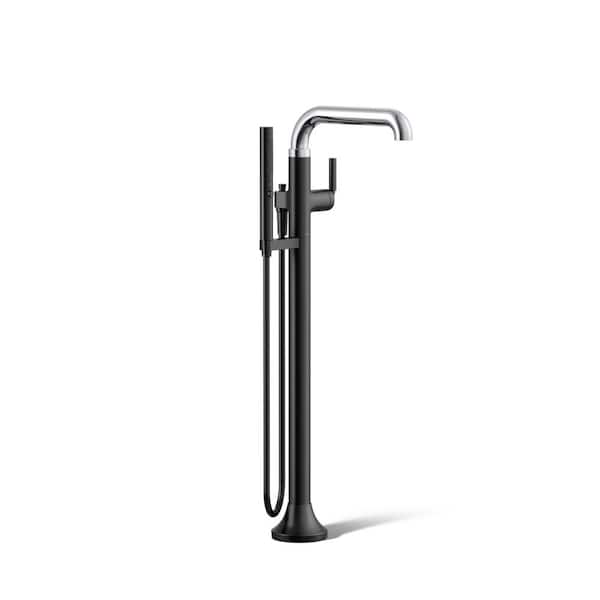 KOHLER Tone Single-Handle Claw Foot Tub Faucet with Handshower in Polished Chrome with Matte Black