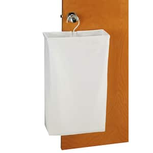 White 27 in. x 16.25 in. Canvas Door Hanging Laundry Garment Wash Bag with Loop Handle