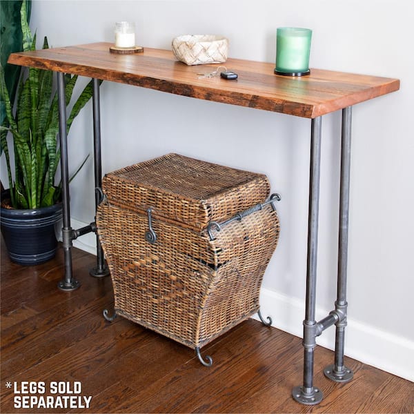 Solid Wood Office Desk with Industrial Pipe Legs, Sunset Cedar