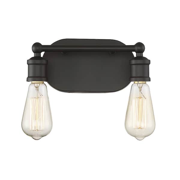 Savoy House 10 in. W x 4.5 in. H 2-Light Oil Rubbed Bronze Bathroom Vanity Light with Open Bulbs