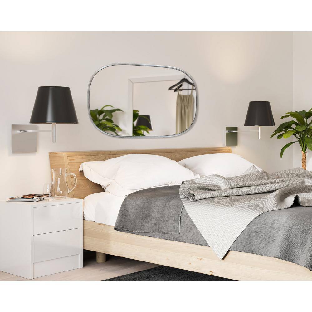 Silver Capsule Framed Wall Mirror with Rounded Edges