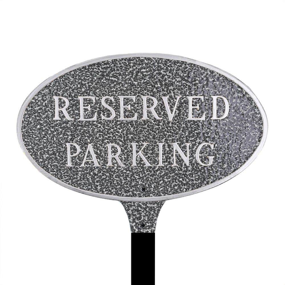 "8.5"" x 13"" Standard Oval Reserved Parking Statement Plaque Sign with Lawn Stake-Swedish Iron" price history on PriceWatchPro