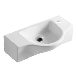 17.75 in. Wall Mount Porcelain Rectangular Sink Basin in White