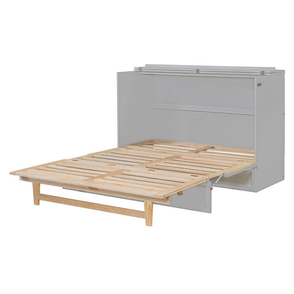 Gray Wood Frame Queen Size Murphy Bed with Large Drawers price history on PriceWatchPro