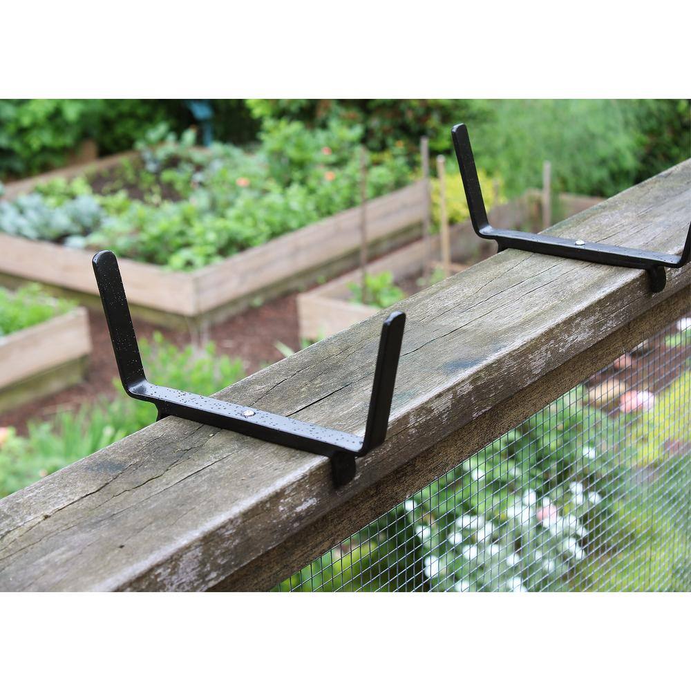 Black Metal 8-inch Flower Box Bracket for 2x6 Railings