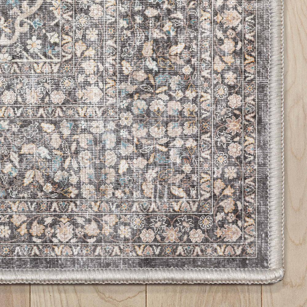 Gray Chenille Vintage Oriental Flat-Weave Area Rug 5'3" x 7'3"