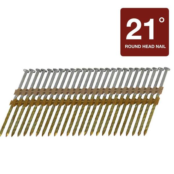 Hitachi 3 in. x 0.120 in. Full Round-Head Electro-Galvanized Plastic Strip Framing Nails (4,000-Pack)