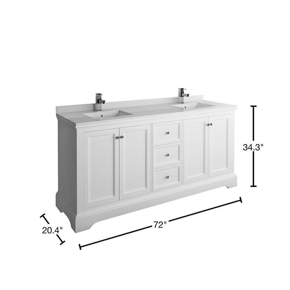 Windsor 72" Matte White Double Sink Freestanding Vanity with Quartz Top