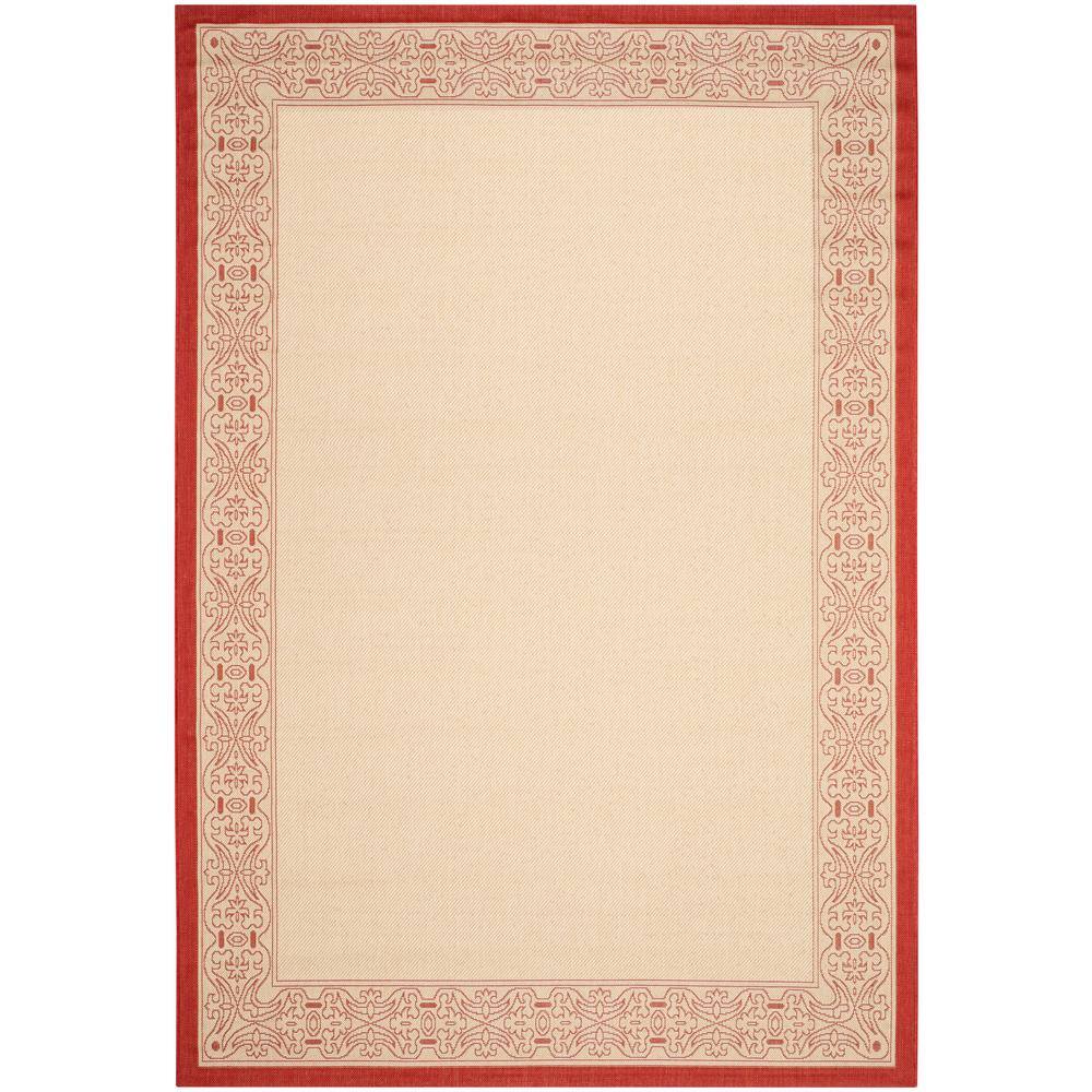 Courtyard Natural/Red 9 ft. x 12 ft. Border Indoor/Outdoor Patio  Area Rug price history on PriceWatchPro