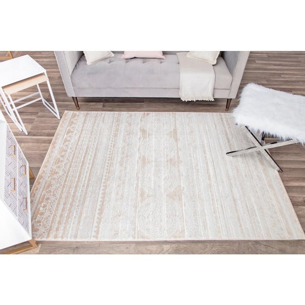 Lennox Misty Cream Beige 2 ft. x 4 ft. Area Rug