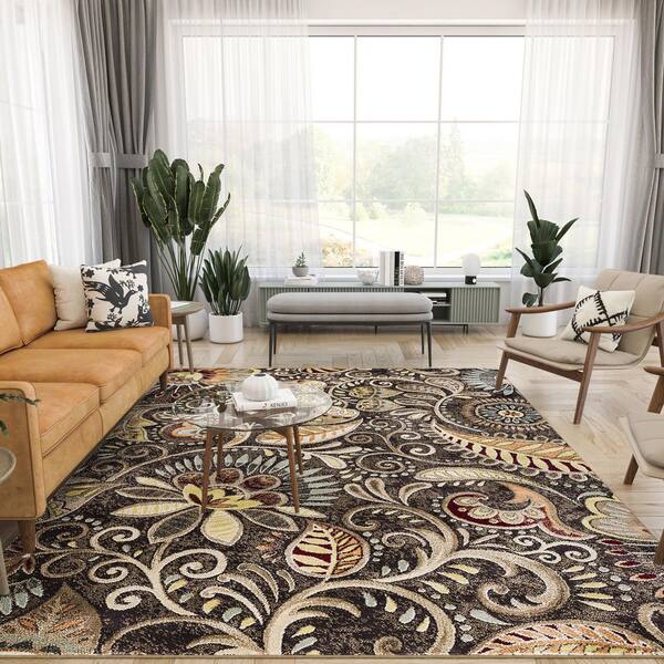 Capri Abstract Brown 8 ft. x 10 ft. Indoor Area Rug