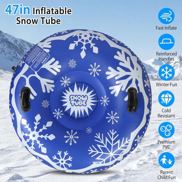 XFlated Iron Snow Tube, 48 Inches Heavy Duty Inflatable Snow Tube Sled, Robot Snow Sled and Snow Toy for Adults or Kids