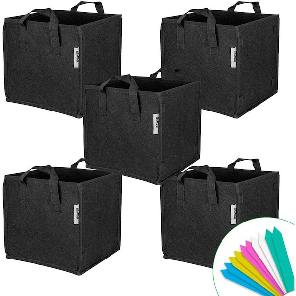 VIVOSUN 5 Pack 10 Gallon Square Grow Bags, Thick Fabric Bags with Handles 