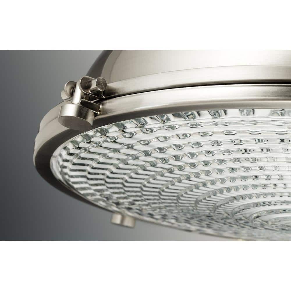 Brushed Nickel Prismatic Glass Pendant Light with Nautical Design