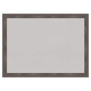 Pinstripe Lead Grey Wood Framed Grey Corkboard 31 in. x 23 in. Bulletin Board Memo Board