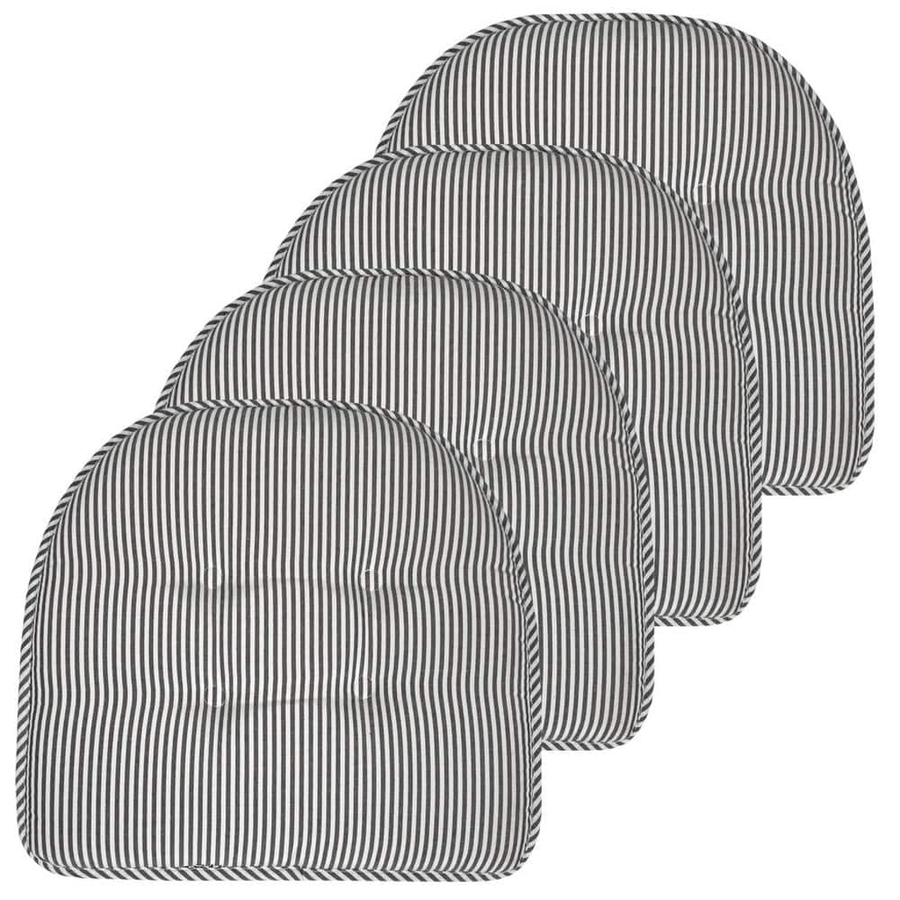Pinstripe Memory Foam U-Shaped 17 in. x 16 in. Non-Slip Indoor/Outdoor Chair Seat Cushion Charcoal, (4-Pack) price history on PriceWatchPro
