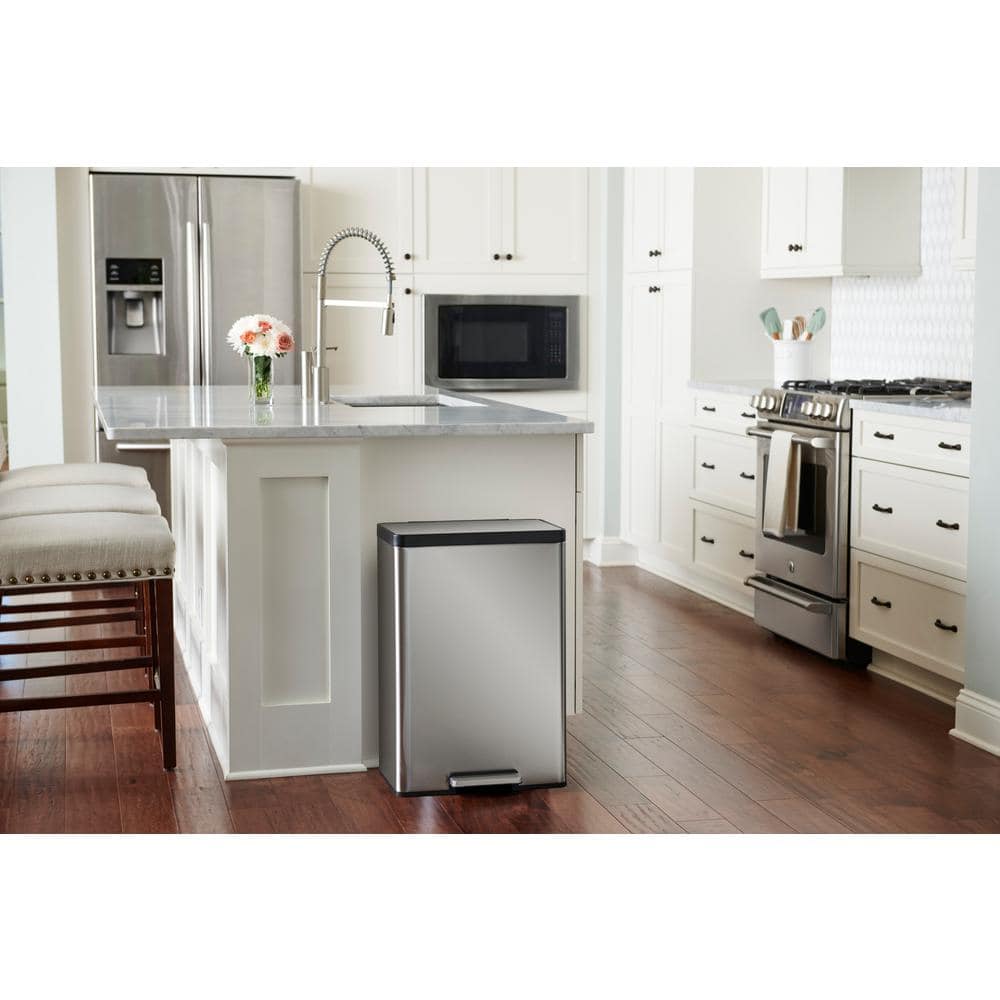 Charcoal Stainless Steel 12 Gallon Pedal Trash Can