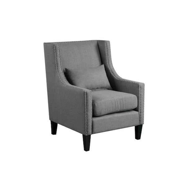Best Master Furniture Lucas Linen Accent Chair with Nailhead Trim, Dark Gray