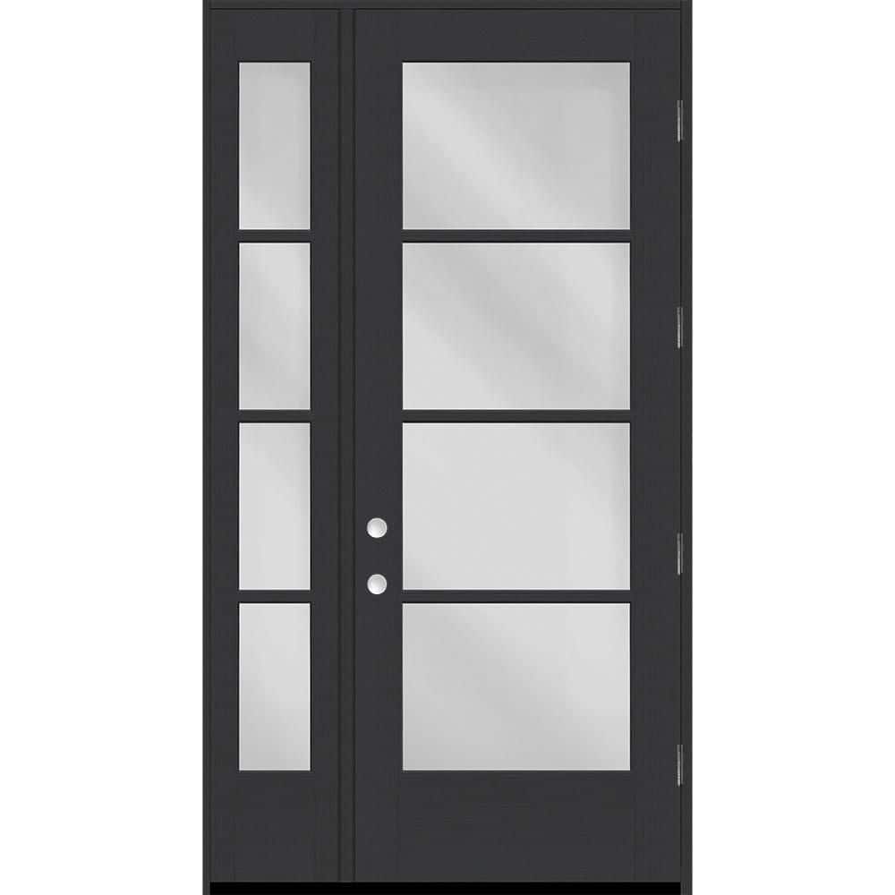 "Legacy 51 in. x 96 in. Icon 4-Lite Modern Clear Glass LHOS Black Fiberglass Prehung Front Door with12""SL 6-9/16"" Jamb" price history on PriceWatchPro