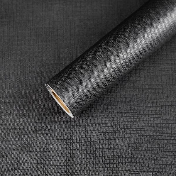 28.74 sq. ft. Textured Black Peel and Stick Wallpaper Vinyl Self Adhesive Contact Paper for Countertop Cabinet, 2-Rolls