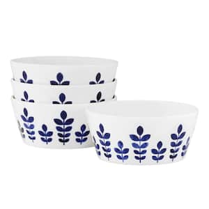 Sandefjord 5.5 in., 15 fl. oz. (Blue) Porcelain Fruit Bowls, (Set of 4)