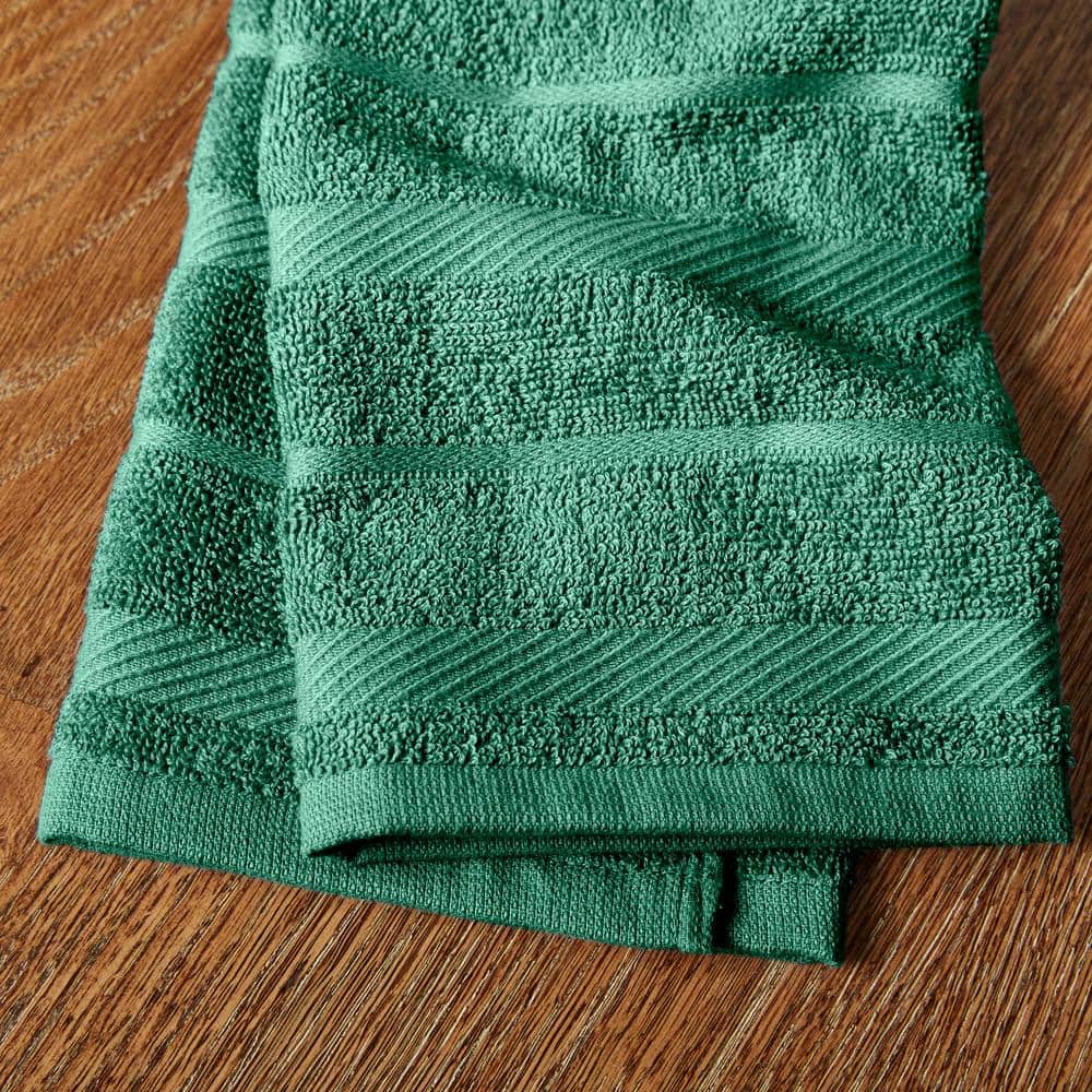 Albany Dark Green and White Cotton Kitchen Towel Set of Four