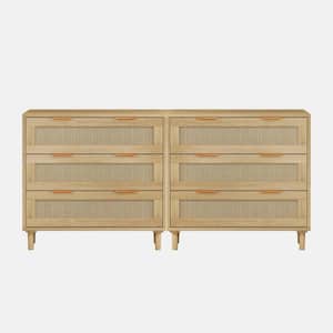 Oak 3-Drawer 15.55 in. Wide Chest of Drawers Set of 2