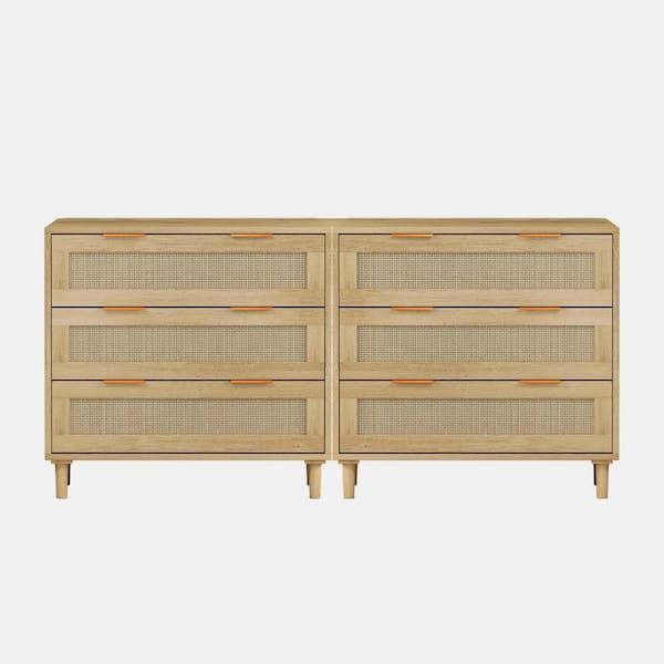 wetiny Oak 3-Drawer 15.55 in. Wide Chest of Drawers Set of 2