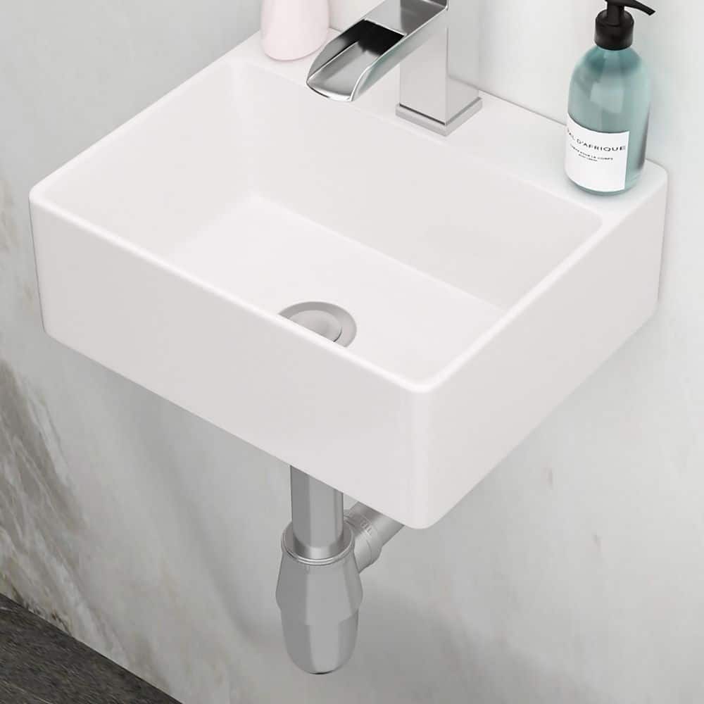 13.6 in. x 11.6 in. Ceramic Wall-Mounted Rectangular Bathroom Sink in White price history on PriceWatchPro