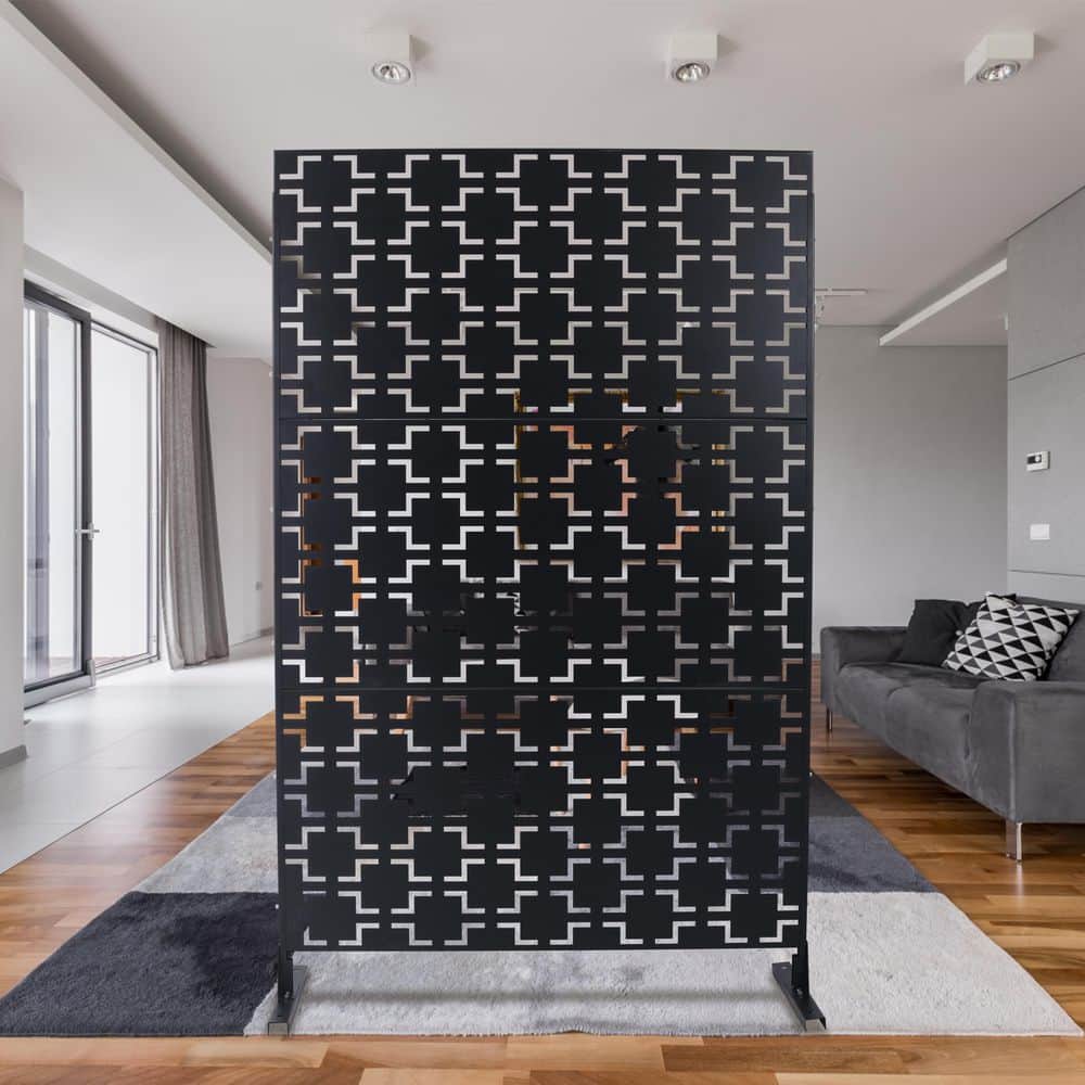 76 in. Outdoor & Indoor Privacy Screen Metal Privacy Screen, Freestanding D
