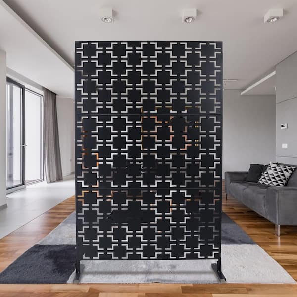 Unbranded 76 in. Outdoor & Indoor Privacy Screen Metal Privacy Screen, Freestanding Decorative Garden Fence Panels