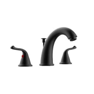 8 in. Widespread 2-Handle Bathroom Faucet with Drain Kit Included in Matte Black