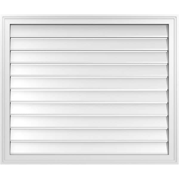 Ekena Millwork 38 in. x 32 in. Vertical Surface Mount PVC Gable Vent: Functional with Brickmould Frame