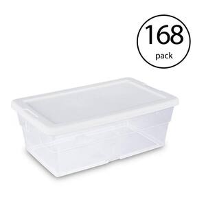 6 Quart Clear Stacking Closet Storage Tote Container w/ Lid (168 Pack)