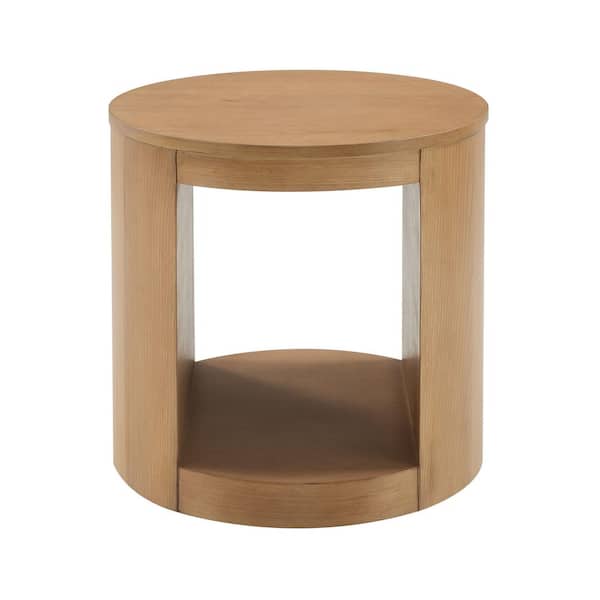 Zoey 22 in. Oak Round Wood End Table