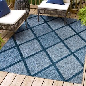 Salines Diamond Trellis Navy 5 ft. x 8 ft. Indoor/Outdoor Area Rug