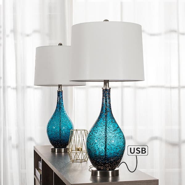 set of 2 blue lamps