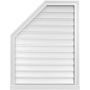 28 in. x 36 in. Octagonal Surface Mount PVC Gable Vent: Functional with Brickmould Sill Frame