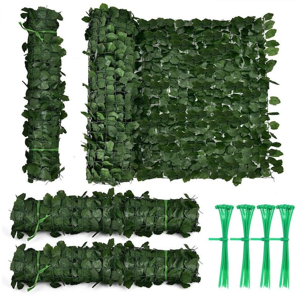 WELLFOR 118 in. W x 39.4 in. D Polyester Artificial Ivy Privacy Garden Fence in Dark Green (4-Piece)