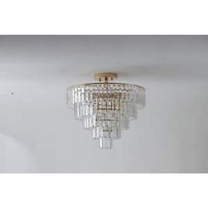 10-Light Gold Crystal Island Circle Chandelier for Living Room Dining Room Bedroom Hallway with No Bulbs Included