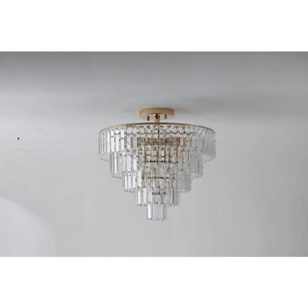 Tidoin 10-Light Gold Crystal Island Circle Chandelier for Living Room Dining Room Bedroom Hallway with No Bulbs Included