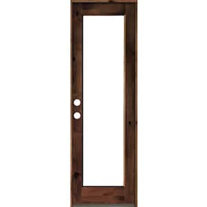30 in. x 96 in. Rustic Knotty Alder Wood Clear Full-Lite Red Mahogony Stain Right Hand Inswing Single Prehung Front Door