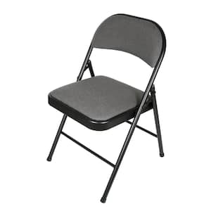 Black/Grey Fabric Padded Seat Folding Chair (Set of 4)