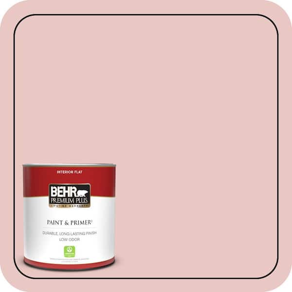 BEHR PREMIUM PLUS 1 qt. #150E-2 Kashmir Pink Flat Low Odor Interior Paint & Primer